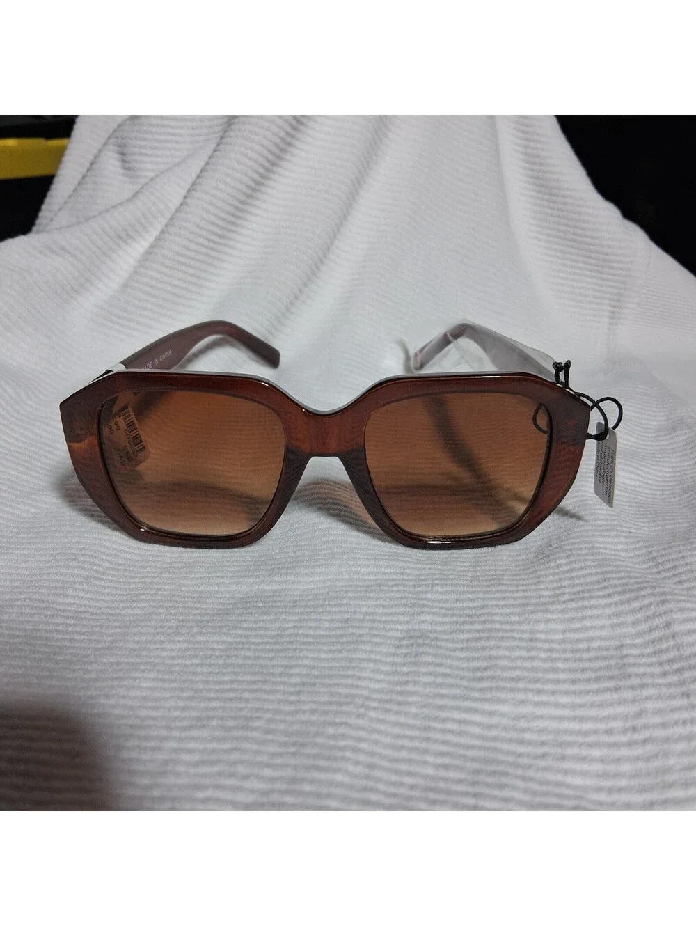 Anthropologie Oversized Geometric Sunglasses Brown Retro 70s